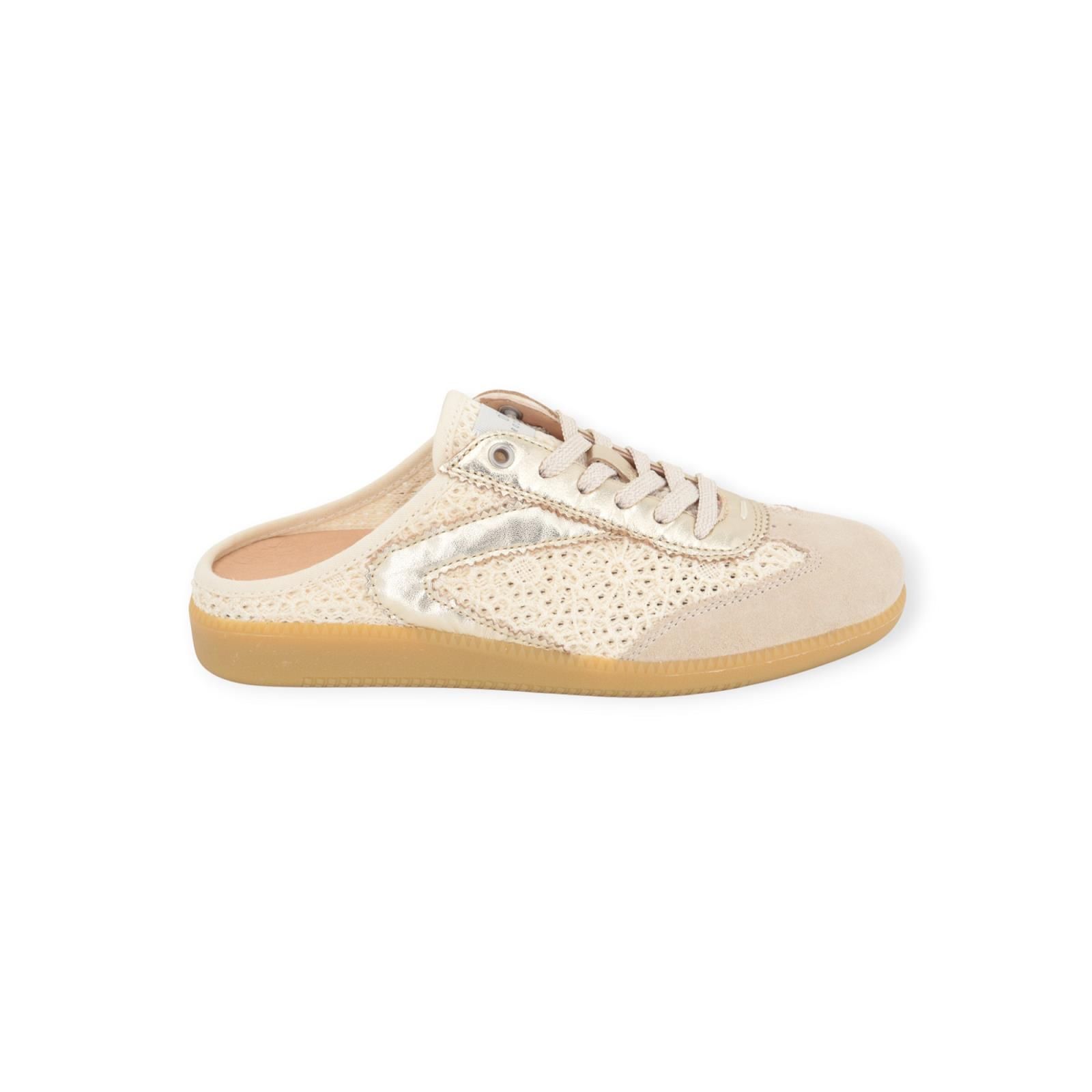 Zero Cent Cinq 0-0105, Nova Mule in off wit met goud voor dames. Zero Cent Cinq 0-0105, Nova Mule in off wit met goud voor dames.
