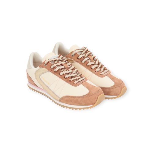 Zero Cent Cinq 0-0105, Lina nature sneaker in off wit met licht bruin suède voor dames. 