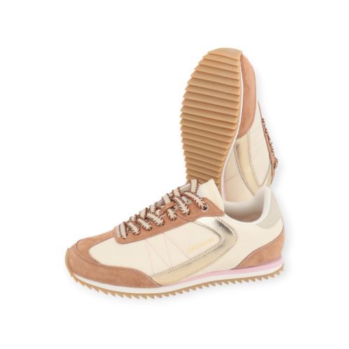 Zero Cent Cinq 0-0105, Lina nature sneaker in off wit met licht bruin suède voor dames. 