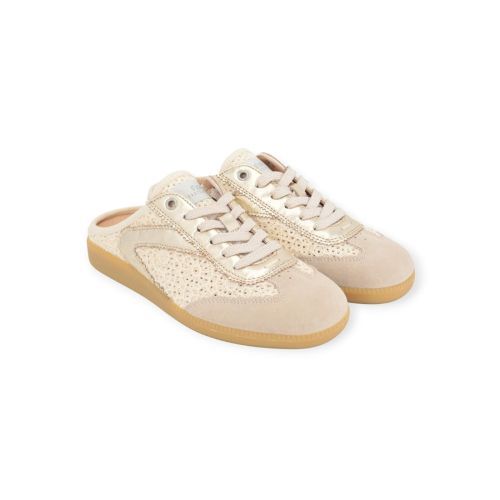 Zero Cent Cinq 0-0105, Nova Mule in off wit met goud voor dames. Zero Cent Cinq 0-0105, Nova Mule in off wit met goud voor dames.