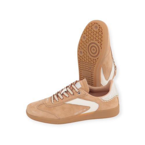 Zero Cent Cinq 0-0105, Nova Mocassin Terry in beige suède met wit lakleer voor dames.