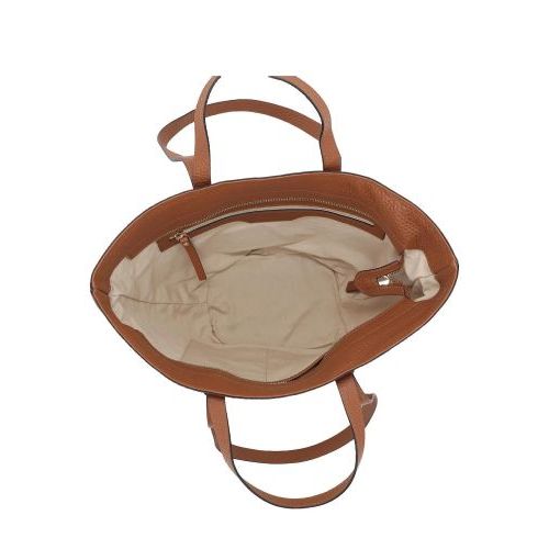 Abro Cosmo Medium handtas, shopper in beige raffia met cognac leer. 