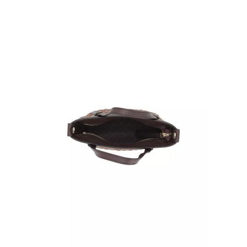 Abro Cosmo mini handtas in bruin raffia leer Abro Cosmo mini handtas in bruin raffia leer