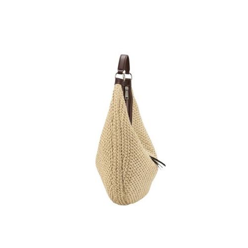 Abro Hobo Nana handtas in beige raffia met bruin leer voor dames. Abro Hobo Nana handtas in beige raffia met bruin leer voor dames.