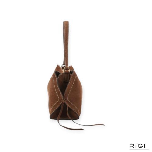 ABRO Necessity Small hand-en schoudertas in cognac, wood suède voor dames. 