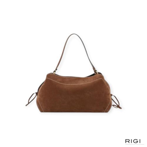 ABRO Necessity Small hand-en schoudertas in cognac, wood suède voor dames. 
