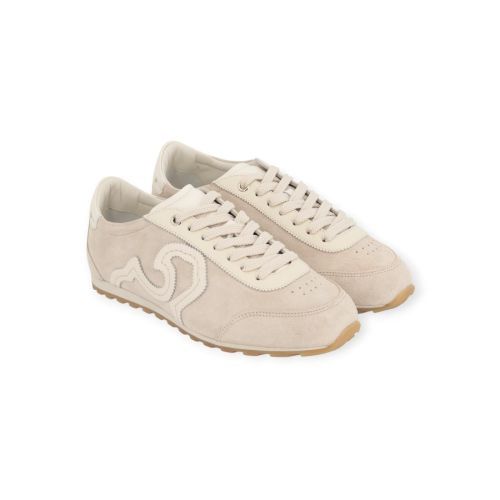 Acanto Court sneaker in offwit leer met grijs suède voor dames. 