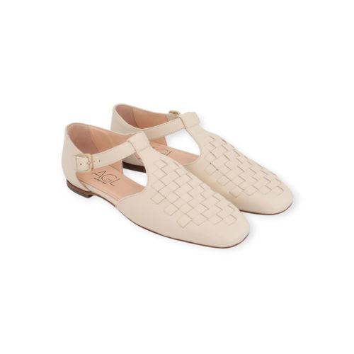 AGL memy dames mocassin in beige leer.