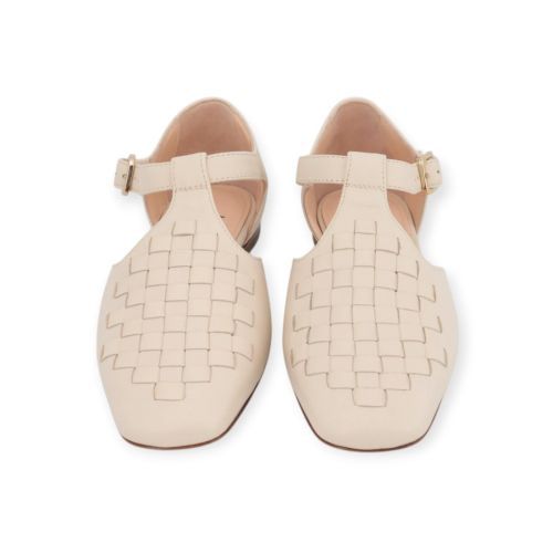AGL memy dames mocassin in beige leer.