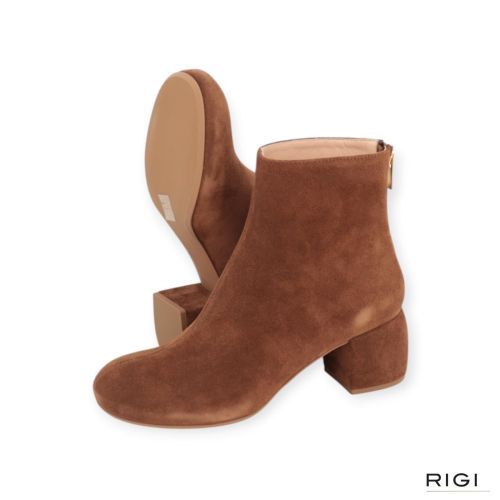 AGL Tina Bootie enkellaars in cognac suède voor dames. 