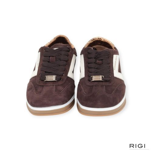 Alexander Smith Thames Woman sneaker in donkerbruin suède met offwit leer. 