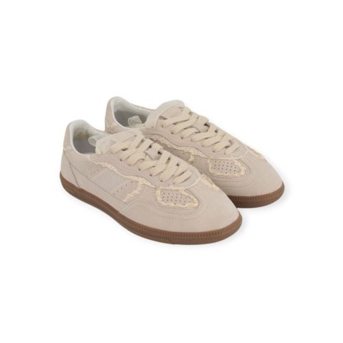 Aholas tb 490 Crochet dames sneaker in off wit suede leer.