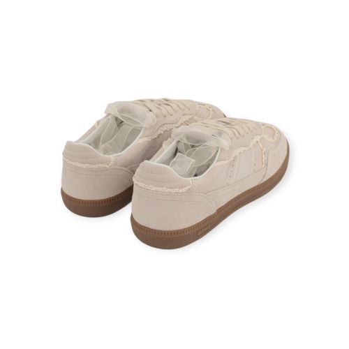 Aholas tb 490 Crochet dames sneaker in off wit suede leer.