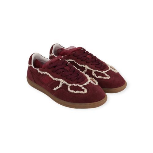 Aholas tb 490 Crochet dames sneaker in bordeaux (burgundy) suede leer.