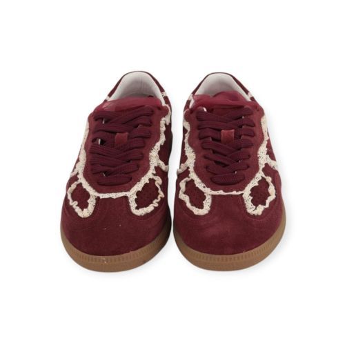 Aholas tb 490 Crochet dames sneaker in bordeaux (burgundy) suede leer.