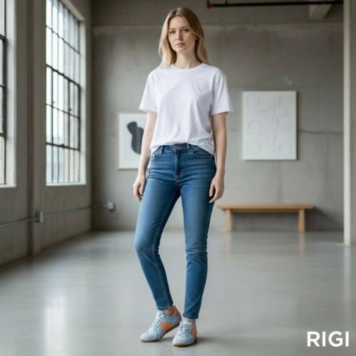 Another Trend Lino sneaker in licht blauw met fluo oranje voor dames. 