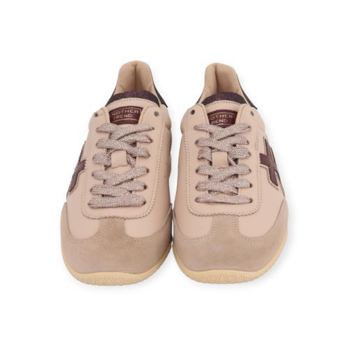 Another Trend Lino sneaker in licht roze met bordeaux voor dames.