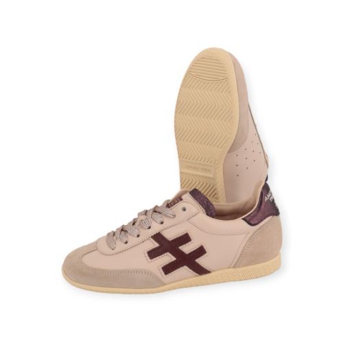 Another Trend Lino sneaker in licht roze met bordeaux voor dames.