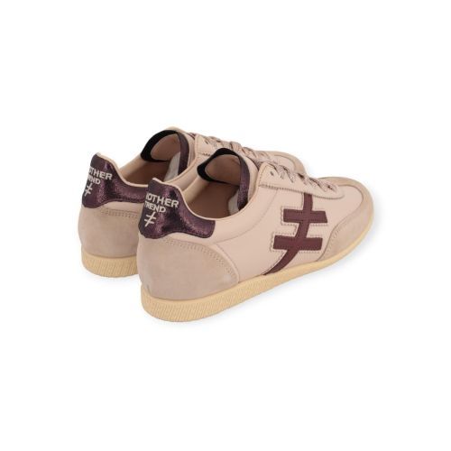 Another Trend Lino sneaker in licht roze met bordeaux voor dames.