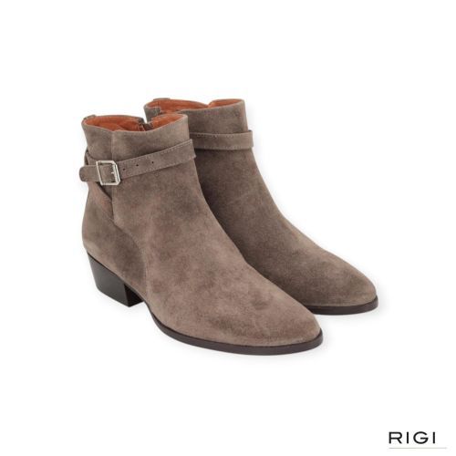 Belang BLG86 enkellaars 08546 in taupe suède voor dames. 
