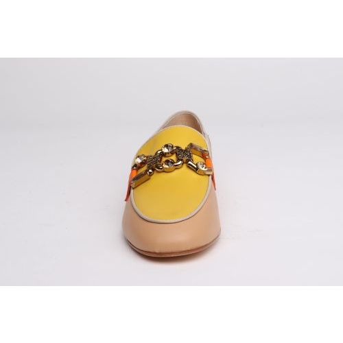 Bervicato dames mocassin / loafer in geel en rose leer multi kleur