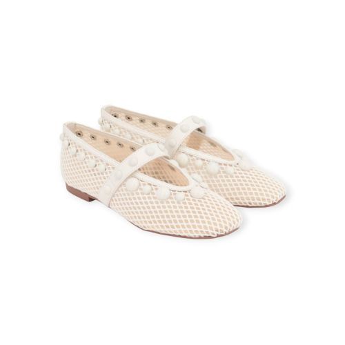 Bibi Lou Carinna Flat ballerina in witte raffia voor dames. 