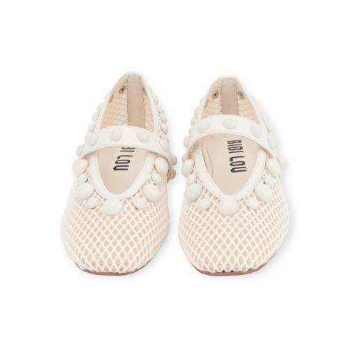Bibi Lou Carinna Flat ballerina in witte raffia voor dames. 