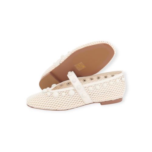Bibi Lou Carinna Flat ballerina in witte raffia voor dames. 