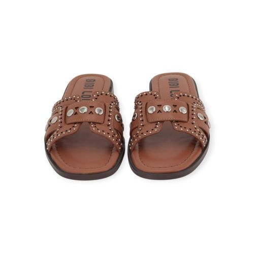 Bibi Lou Holly flat dames slipper in cognac leer.
