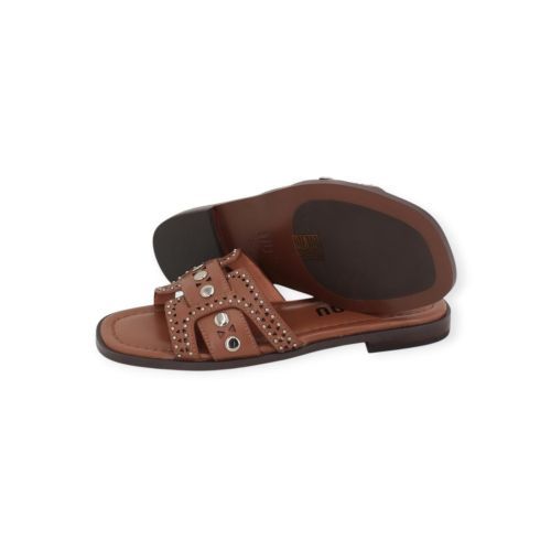 Bibi Lou Holly flat dames slipper in cognac leer.