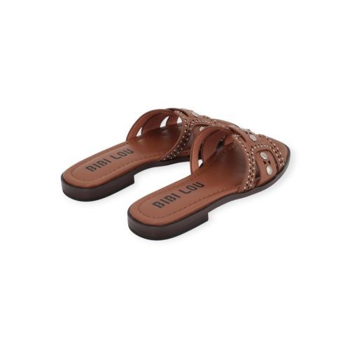 Bibi Lou Holly flat dames slipper in cognac leer.