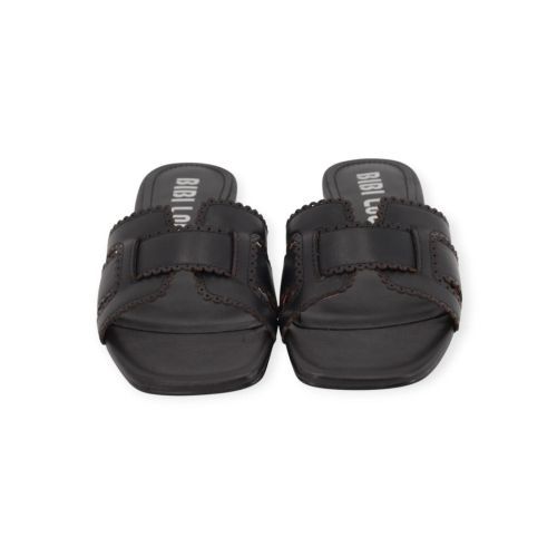 Bibi Lou Holly Flat muitlje in zwart leer voor dames. 