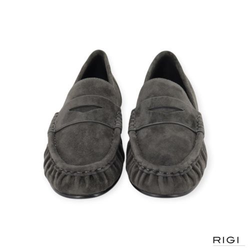 Bibi Lou Lyra Loafers dames mocassin in grijs suede leer.