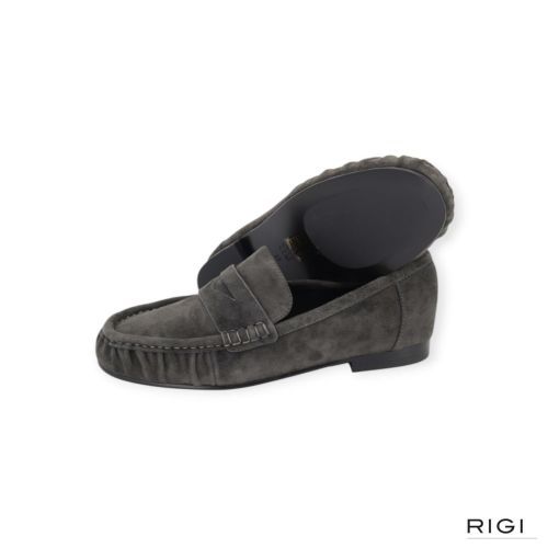 Bibi Lou Lyra Loafers dames mocassin in grijs suede leer.