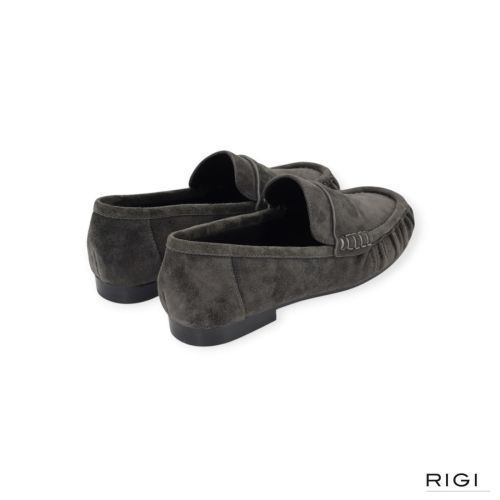 Bibi Lou Lyra Loafers dames mocassin in grijs suede leer.