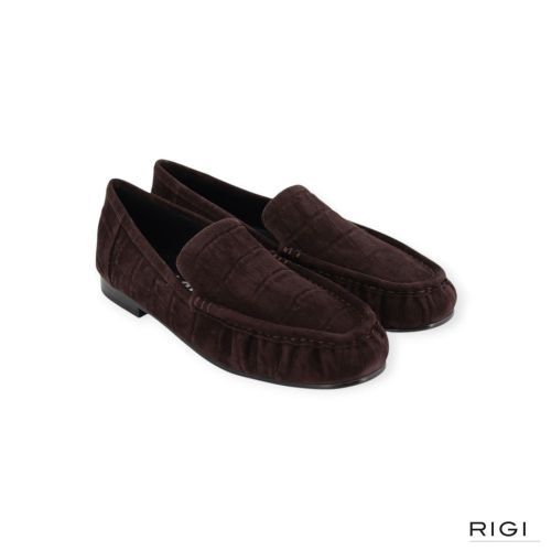 Bibi Lou Lysa dames mocassin in bruin crocco suede leer.