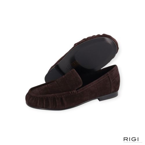 Bibi Lou Lysa dames mocassin in bruin crocco suede leer.