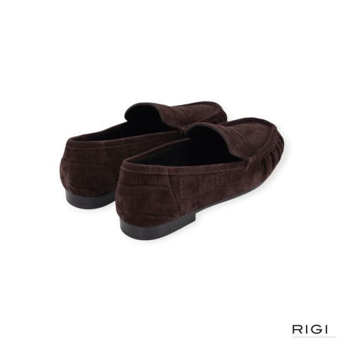 Bibi Lou Lysa dames mocassin in bruin crocco suede leer.