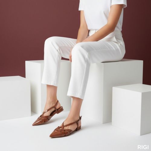 Nolia Flat 634Z21VK balerina dames in cognac lak leer.