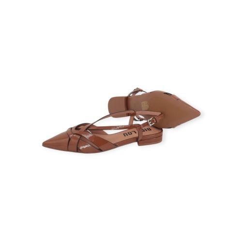 Nolia Flat 634Z21VK balerina dames in cognac lak leer.