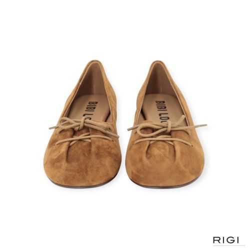 Bibi Lou Pao ballerina in cognac suède met veters voor dames. 