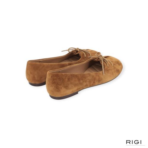 Bibi Lou Pao ballerina in cognac suède met veters voor dames. 