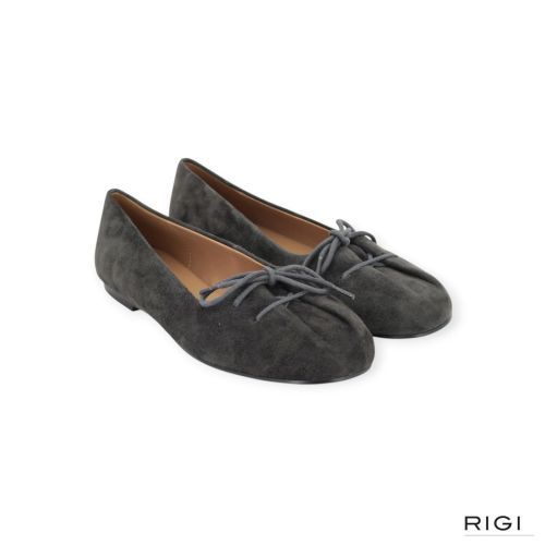 Bibi Lou Pao ballerina in grijs suède met veters voor dames. 