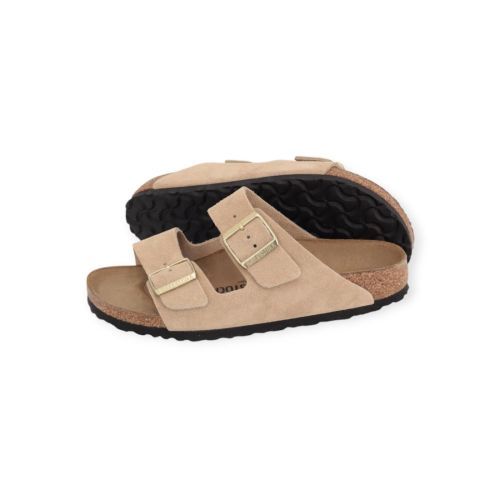 Birkenstock Arizona BS slipper in zand (sandcastle) suède voor dames.