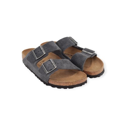 Birkenstock Arizona BS slipper in grijs - blauw suède voor dames.