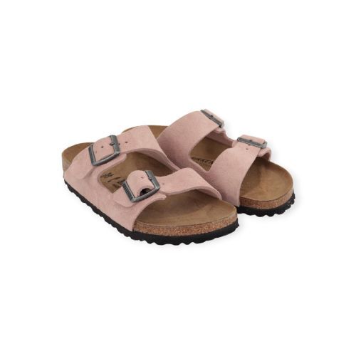 Birkenstock Arizona slipper in roze suede voor dames.