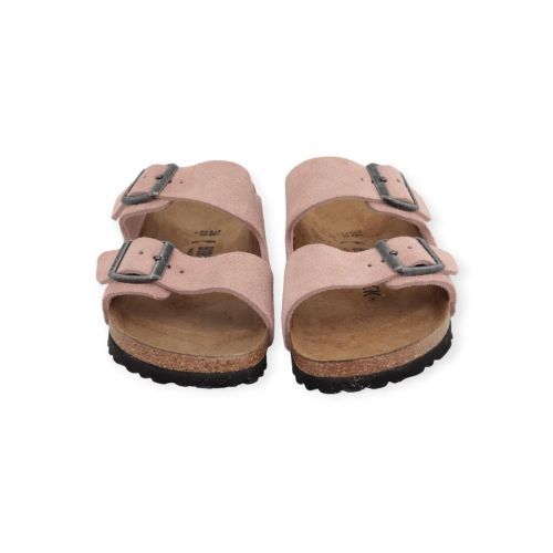 Birkenstock Arizona slipper in roze suede voor dames.