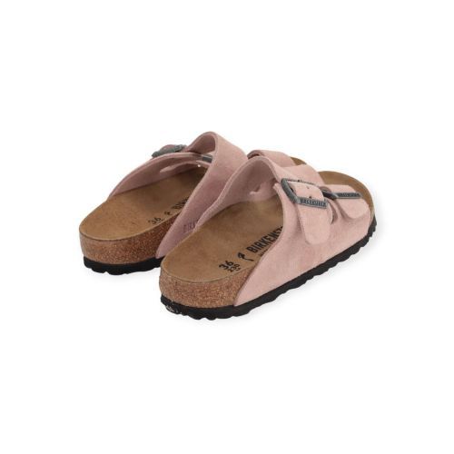 Birkenstock Arizona slipper in roze suede voor dames.