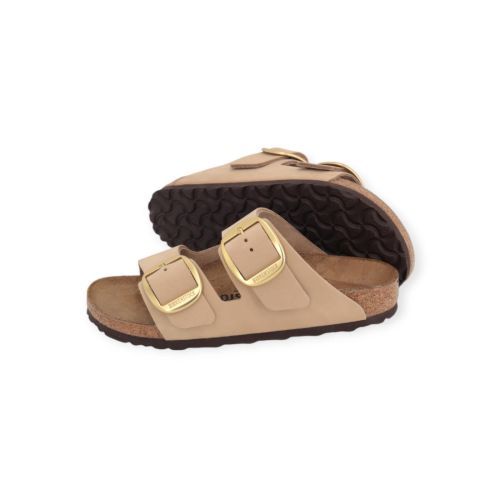 Birkenstock Arizona Big Buckle slipper in sandcastle / zand kleur.
