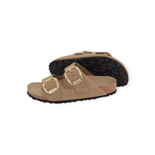 Birkenstock Arizona Big Buckle in taupe voor dames.